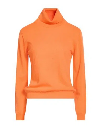 Bellwood Woman Turtleneck Orange Size L Wool, Cashmere