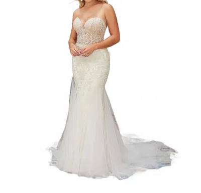 Beloved By Casablanca Strapless Wedding Gown In Ivory In Multi