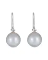 Belpearl 14k 0.12 Ct. Tw. Diamond & 11-10 Mm South Sea Pearl Earrings