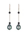 Belpearl 14k Spinel 10mm Tahitian Dangle Earrings
