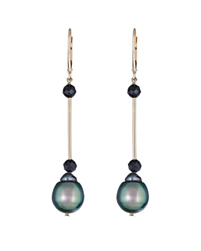 Belpearl 14k Spinel 10mm Tahitian Dangle Earrings