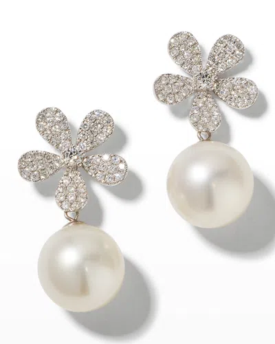 Belpearl Fleur White Diamond & Pearl Earrings In Metallic