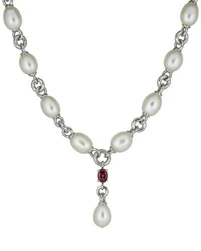 Belpearl Silver 10-11mm Pearl Lariat Necklace In Metallic