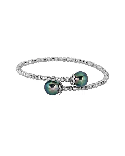 Belpearl Silver 10-11mm Tahitian Pearl Bangle In Metallic