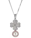 Belpearl Silver 10mm Pearl Cz Pendant Necklace