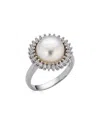 Belpearl Silver 10mm Pearl Cz Ring No Color No Col In Metallic