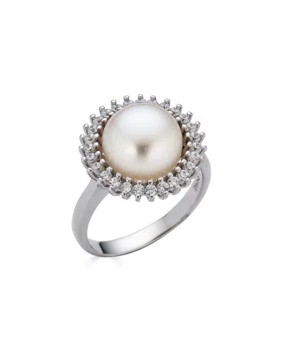 Belpearl Silver 10mm Pearl Cz Ring No Color No Col In Metallic