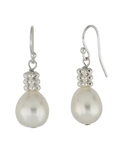 Belpearl Silver 10mm Pearl Dangle Earrings In Metallic