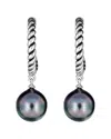 Belpearl Silver 10mm Pearl Earrings In Blue