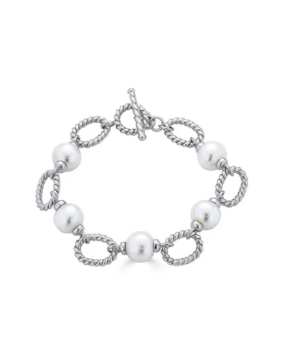 Belpearl Silver 10mm Pearl Toggle Bracelet