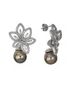 Belpearl Silver 11mm Pearl Cz Earrings In Silver