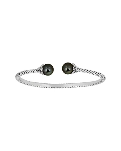 Belpearl Silver 11mm Tahitian Bangle Bracelet In Green