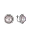 Belpearl Silver 120-11mm Freshwater Pearl Cz Earrings