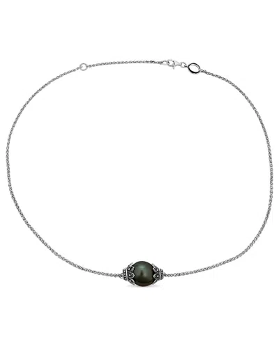 Belpearl Silver 12mm Pearl Chain Necklace In Green