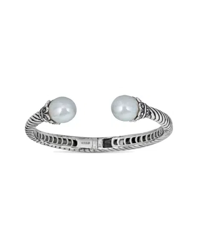 Belpearl Silver 12mm South Sea White Bangle Bracelet