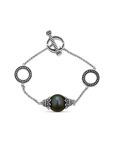 Belpearl Silver 12mm Tahitian Bracelet In Black