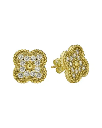 Belpearl Silver 13mm Cz Earrings In Gold