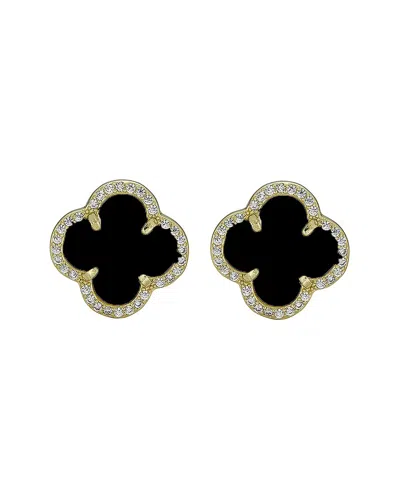 Belpearl Silver 13mm Pearl Cz Earrings In Gold