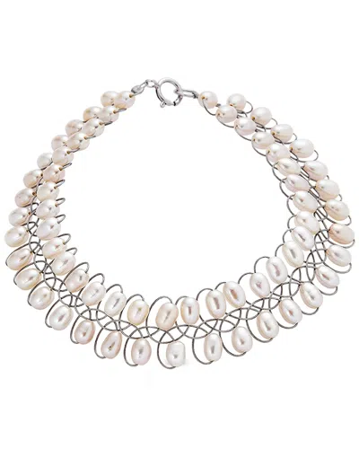 Belpearl Silver 3-4mm Pearl Bracelet In Neutral