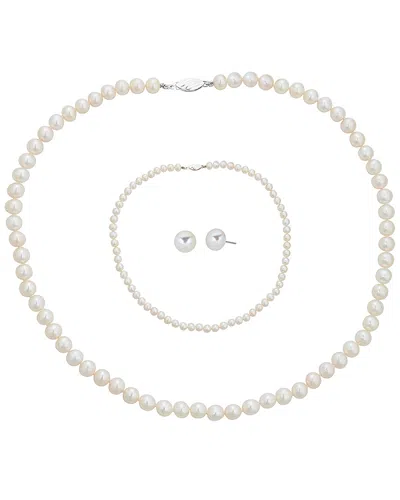 Belpearl Silver 6-7mm Freshwater Pearl Necklace In White