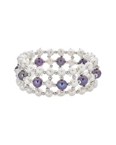 Belpearl Silver 6-7mm Pearl Stretch Bracelet In White