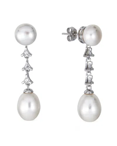 Belpearl Silver 7-9mm Pearl Cz Earrings