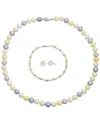 Belpearl Silver 8-9mm Freshwater Pearl Necklace, Earrings, & Bracelet Set