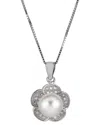 Belpearl Silver 8-9mm Pearl Cz Pendant Necklace