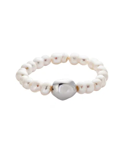 Belpearl Silver 8-9mm Pearl Stretch Bracelet In Neutral