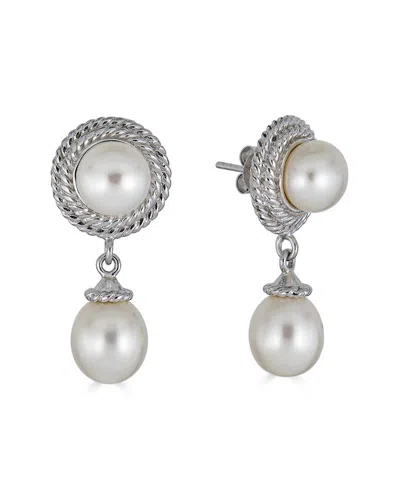 BELPEARL BELPEARL SILVER 8.5-8MM FRESHWATER PEARL EARRINGS