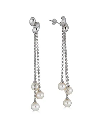 BELPEARL BELPEARL SILVER 8MM FRESHWATER PEARL EARRINGS
