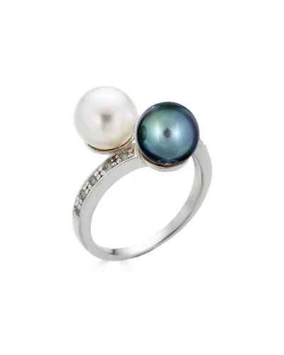 Belpearl Silver 8mm Pearl Cz Ring In Multi