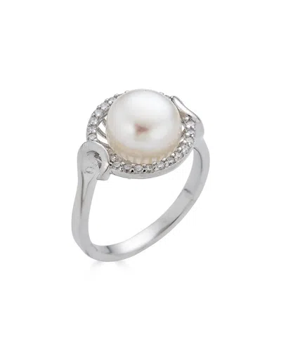 Belpearl Silver 8mm Pearl Cz Ring