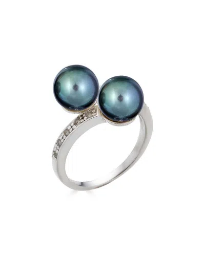 Belpearl Silver 8mm Pearl Cz Ring