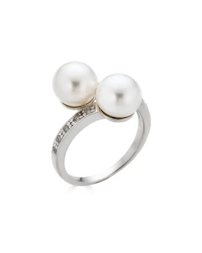 Belpearl Silver 8mm Pearl Cz Ring