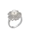 Belpearl Silver 8mm Pearl Cz Ring