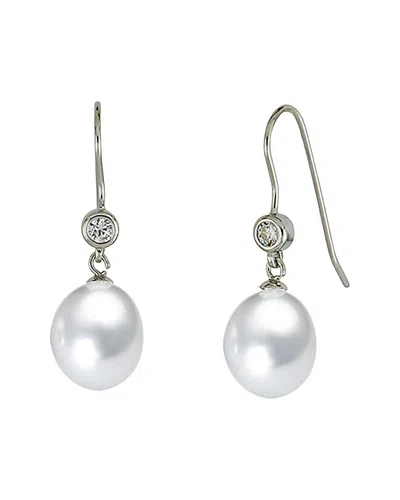 Belpearl Silver 8mm Pearl Dangle Earrings In Metallic