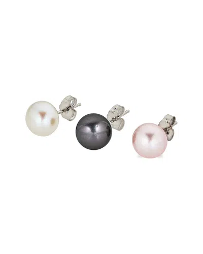 Belpearl Silver 8mm Pearl Earrings In Multi