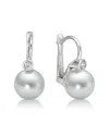 Belpearl Silver 9-8.5mm Freshwater Pearl Cz Earrings