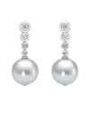 Belpearl Silver 9mm Freshwater Pearl Cz Earrings