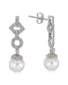 Belpearl Silver 9mm Freshwater Pearl Cz Earrings
