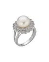 Belpearl Silver 10-11mm Pearl Cz Ring