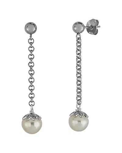 Belpearl Silver 9mm Pearl Dangle Earrings