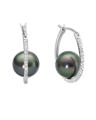 Belpearl Silver 9mm Tahitian Pearl Earrings