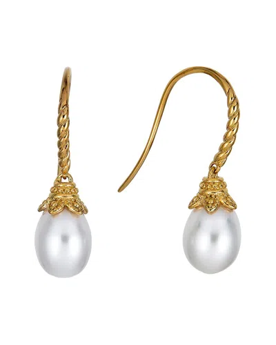 Belpearl Silver & Plated 10mm Pearl Dangle Earrings In Multi