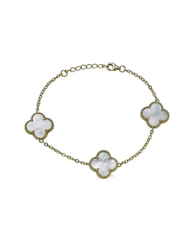 Belpearl Silver Pearl Clover Bracelet In Gold