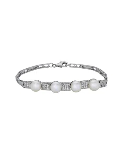 Belpearl Silver Pearl Cz Bracelet In White