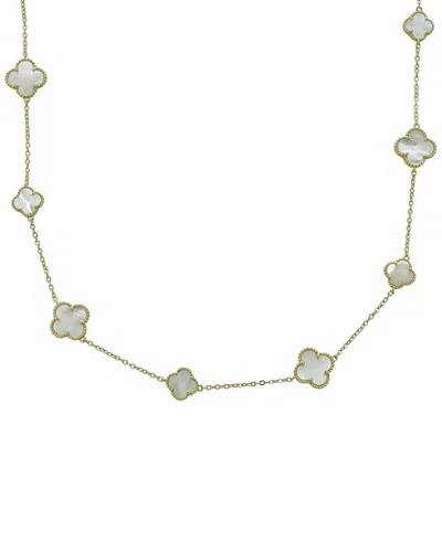 Belpearl Silver Pearl Cz Clover Necklace In Metallic