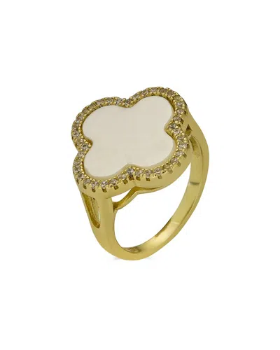 Belpearl Silver Pearl Cz Ring In Gold