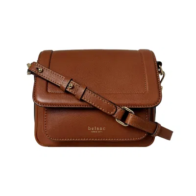 Belsac Women's Brown Rhina Cognac Leather Crossbody